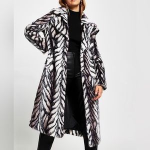 River Island Jackets Coats River Island White Long Line Faux